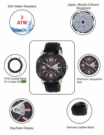 Maxima ATTIVO Men Black Dial Analogue Watch - 38121LMGI